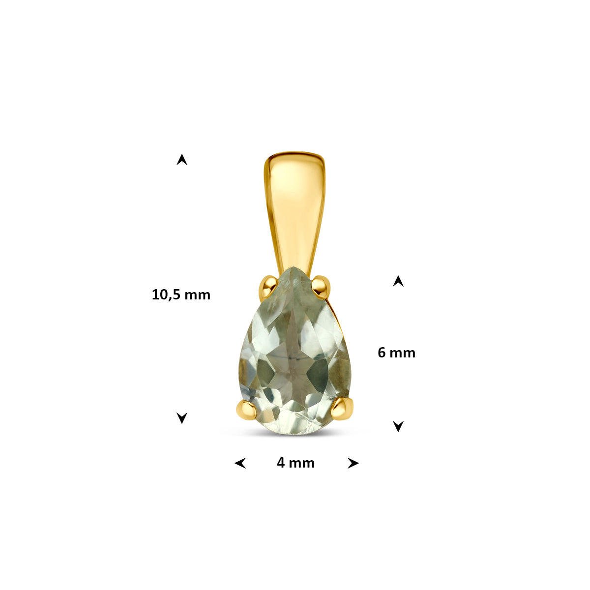 Fantasy Collection Hanger groen amethist 14K geelgoud 10,5 mm - afbeelding 4