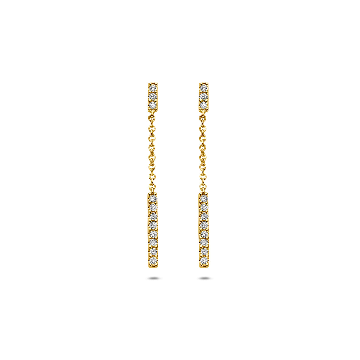 Fantasy Collection Oorhangers diamant 14K geelgoud 0.11ct (2x 0.055ct) h si 26 mm
