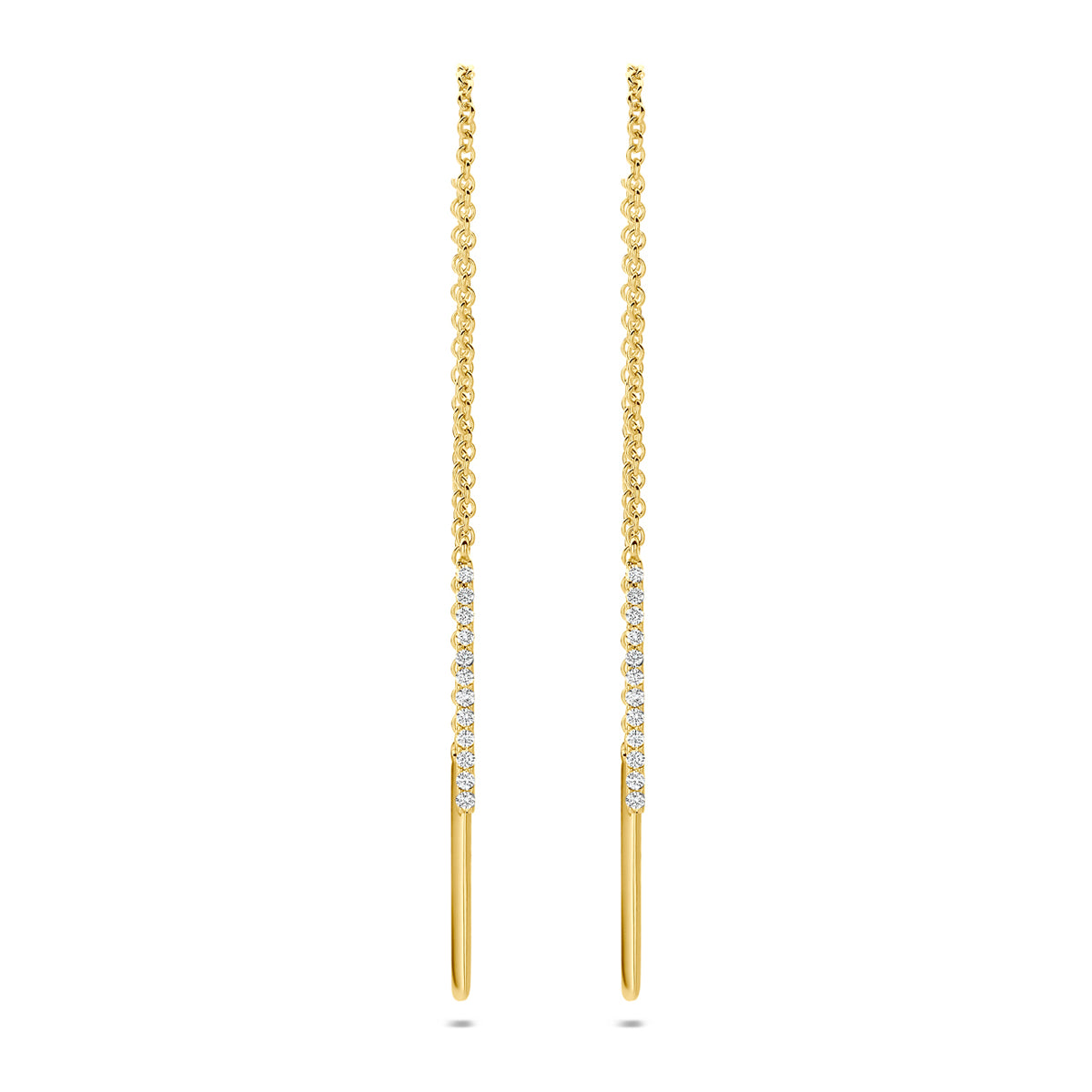 Fantasy Collection Doortrekoorbellen diamant 14K geelgoud 0.08ct (2x 0.04ct) h si 85 mm