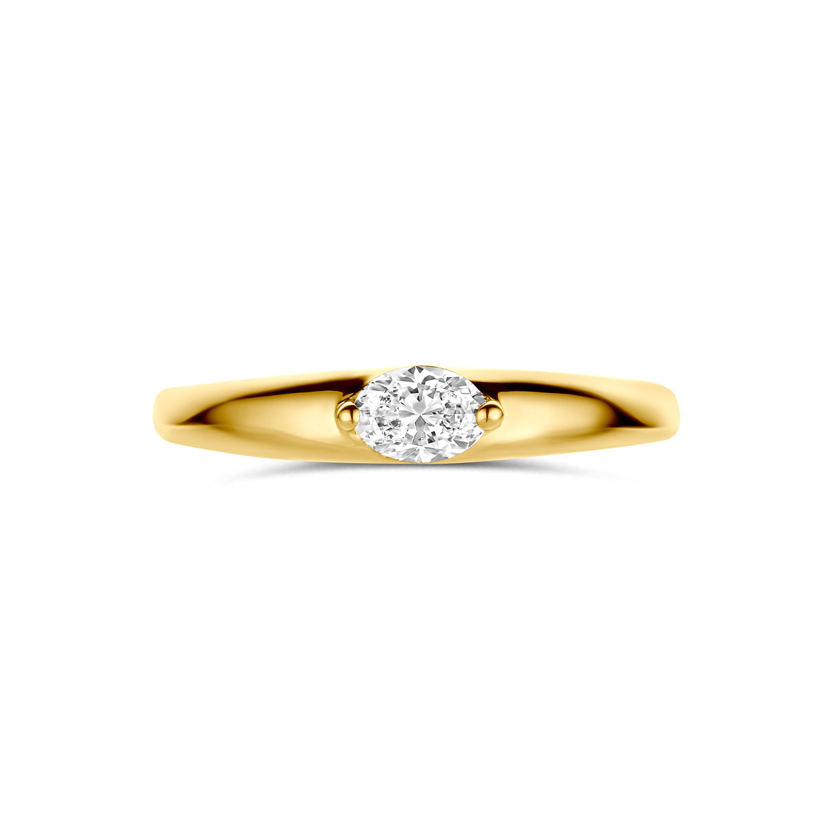 Ring diamant 0.32ct h si 14K geelgoud wit