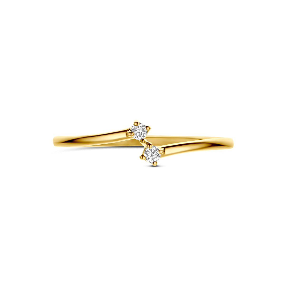 Ring diamant 0.05ct h si 14K geelgoud wit