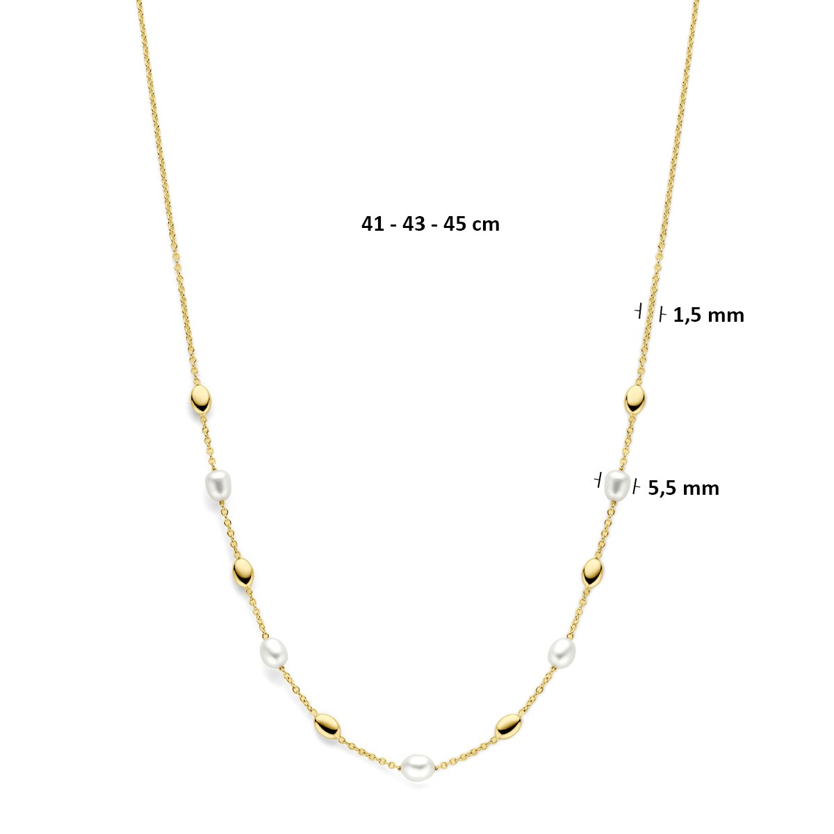 Collier parels 14K geelgoud 41 - 43 - 45 cm