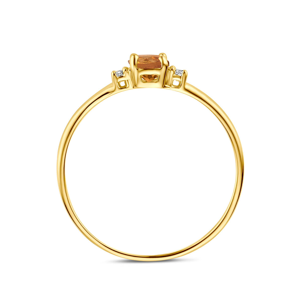 Ring citrien en zirkonia 14K geelgoud