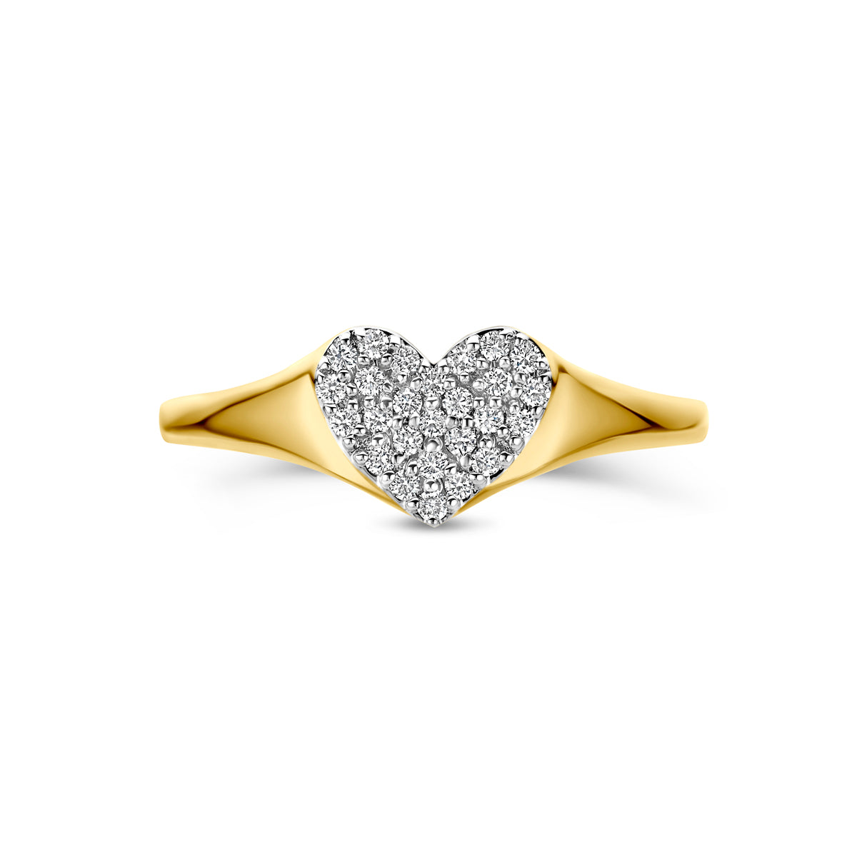 Ring hartje lab grown diamant 0.12ct f vs 14K geelgoud