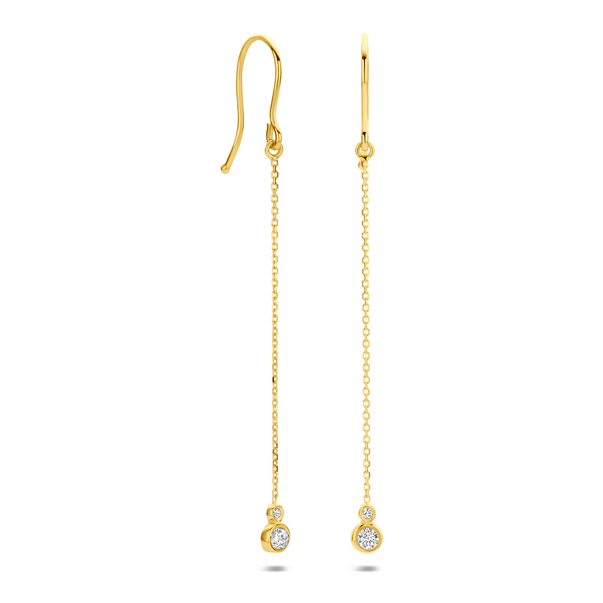 Fantasy Collection Oorhangers zirkonia franse haak 14K geelgoud 42,5 mm