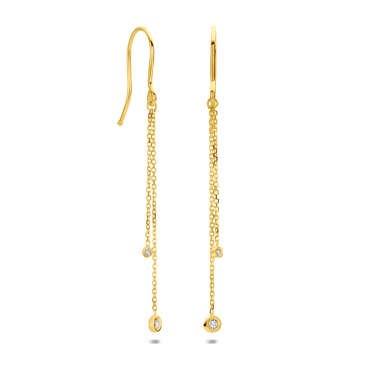 Fantasy Collection Oorhangers zirkonia franse haak 14K geelgoud 34 mm