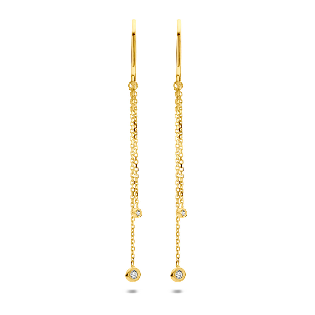 Fantasy Collection Oorhangers zirkonia franse haak 14K geelgoud 34 mm - afbeelding 3