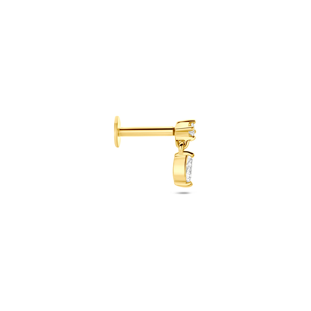 Fantasy Collection Flat back piercing lab grown diamant 14K geelgoud 0.07ct f vs 8,5 mm - afbeelding 3