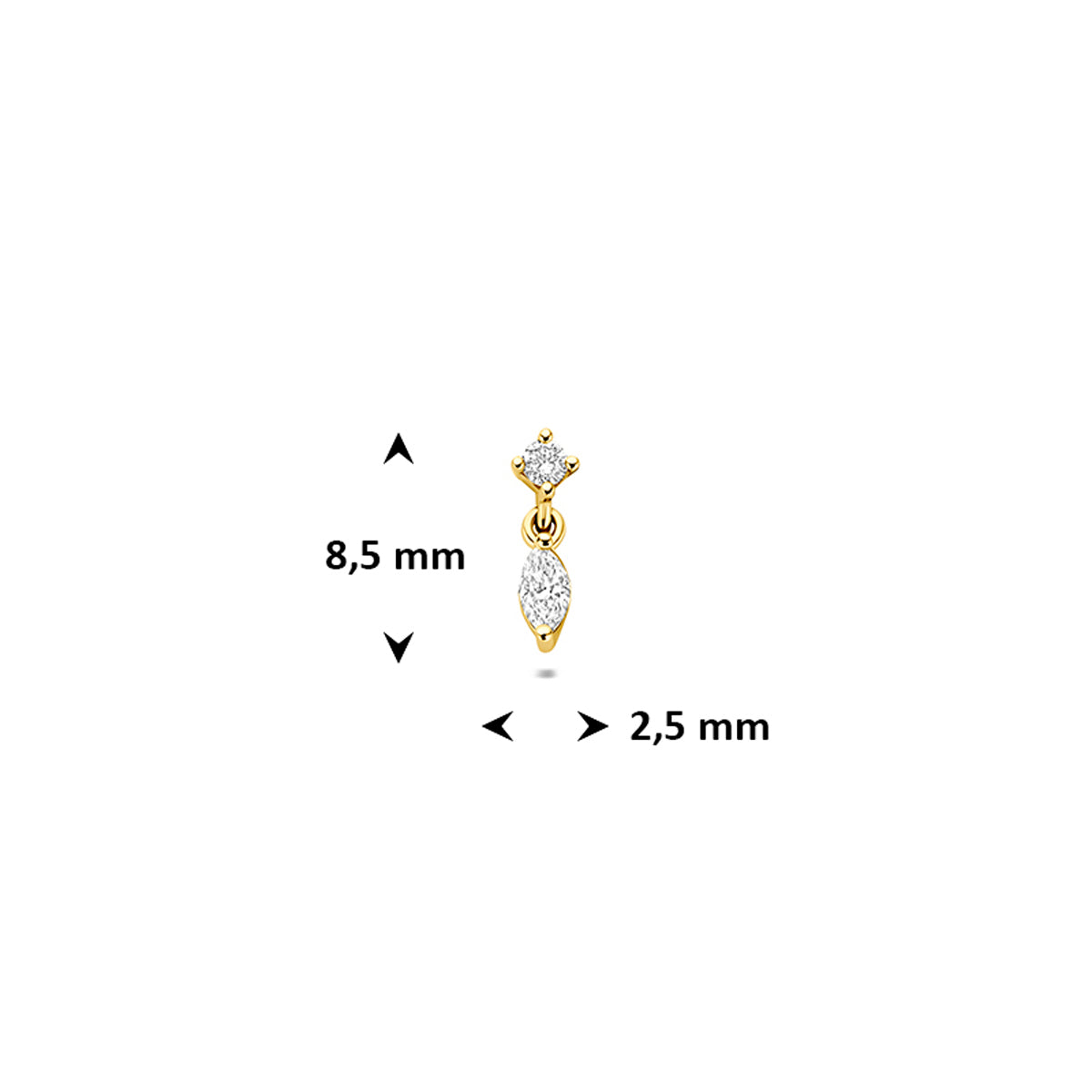 Fantasy Collection Flat back piercing lab grown diamant 14K geelgoud 0.07ct f vs 8,5 mm - afbeelding 4