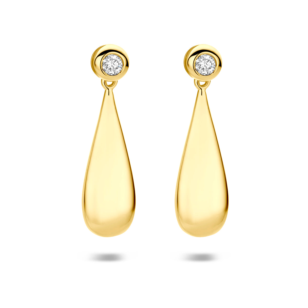 Fantasy Collection Oorhangers druppel en diamant 14K geelgoud 0.30ct (2x 0.15ct) h si 32 mm