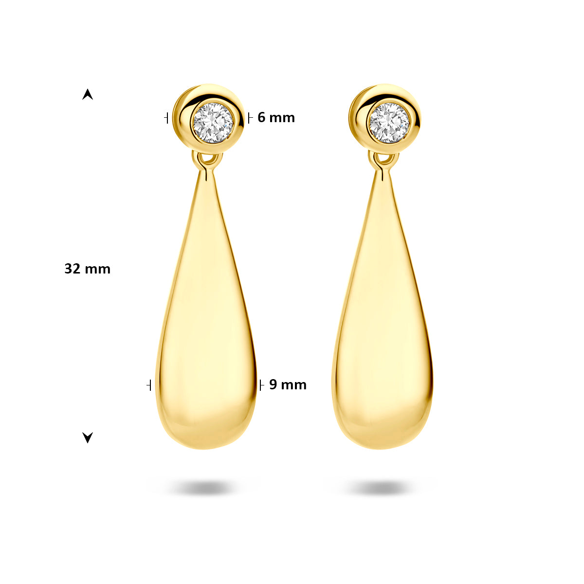 Fantasy Collection Oorhangers druppel en diamant 14K geelgoud 0.30ct (2x 0.15ct) h si 32 mm - afbeelding 4