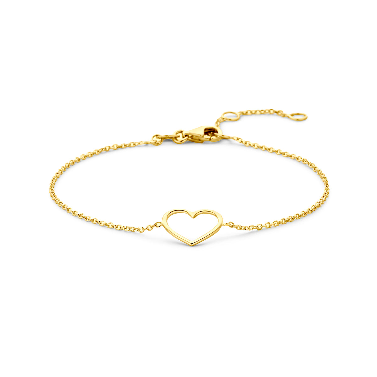 Fantasy Collection Armband hartje 14K geelgoud 16 - 17,5 - 19 cm