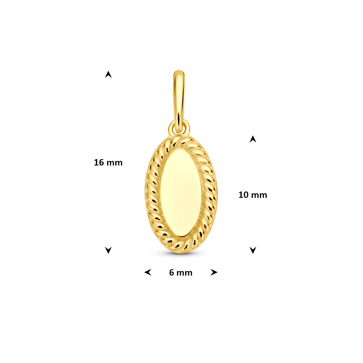 Fantasy Collection Graveerhanger ovaal 14K geelgoud 10 mm - afbeelding 4
