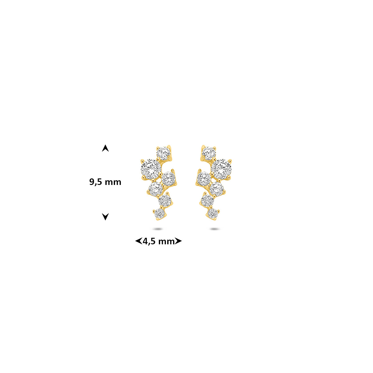 Fantasy Collection Oorknoppen zirkonia 14K geelgoud 9,5 mm - afbeelding 4