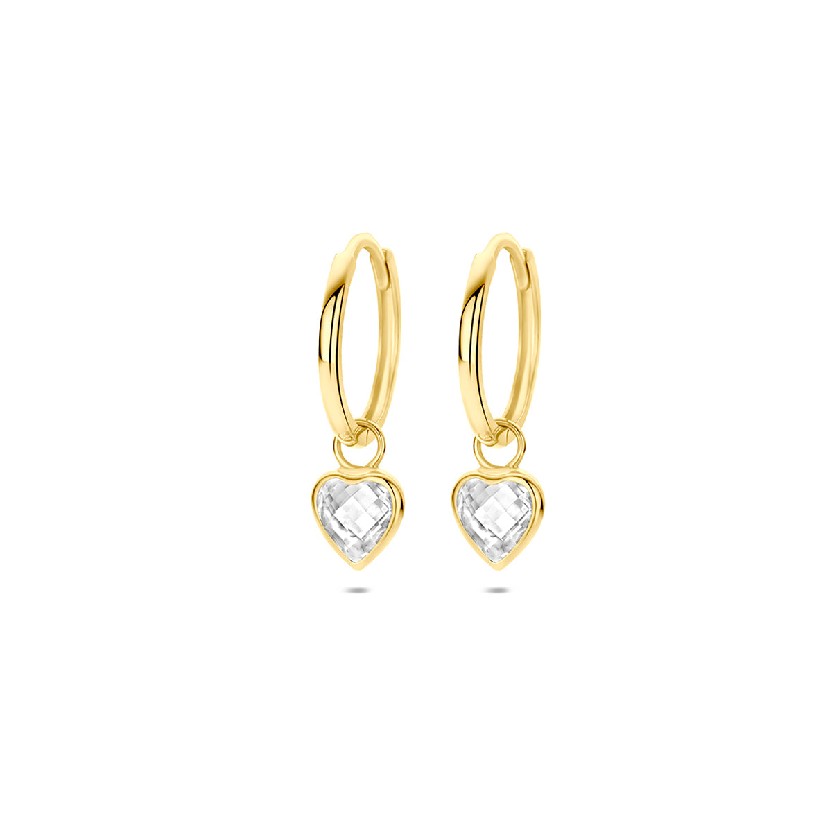 Fantasy Collection Oorringen hartje zirkonia 14K geelgoud 18,5 mm