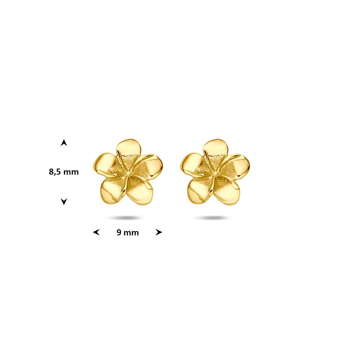 Fantasy Collection Oorknoppen bloem 14K geelgoud 8,5 mm - afbeelding 4