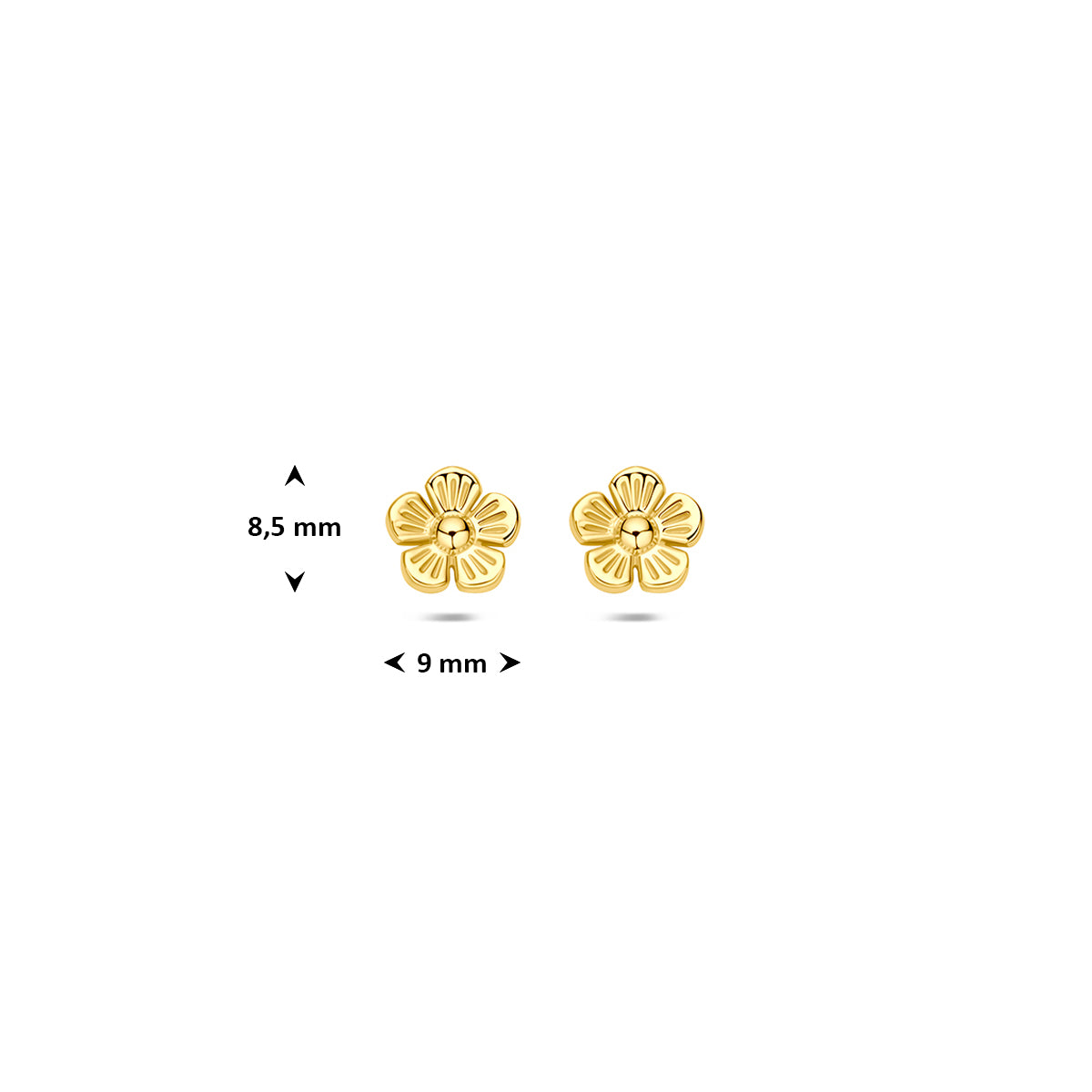 Fantasy Collection Oorknoppen bloem 14K geelgoud 5 mm - afbeelding 4