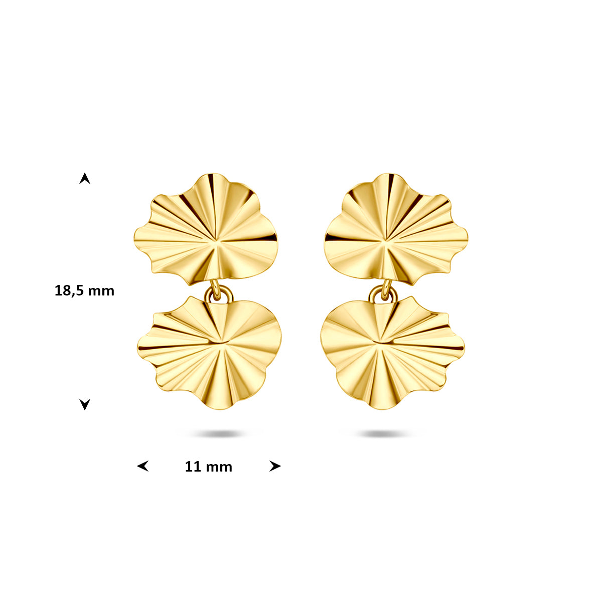 Fantasy Collection Oorhangers gehamerd 14K geelgoud 18,5 mm - afbeelding 4