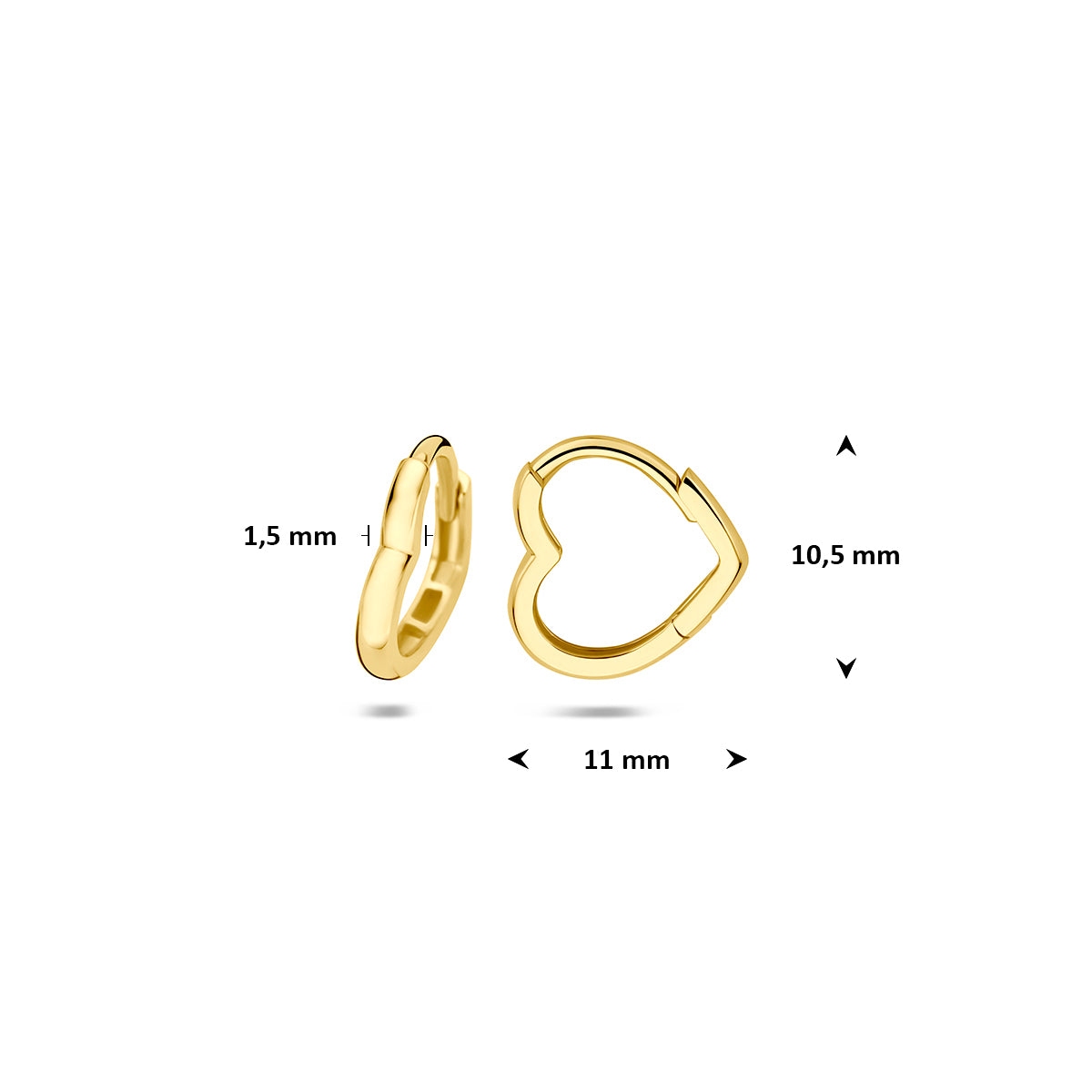 Fantasy Collection Klapoorringen hart 14K geelgoud 10,5 mm - afbeelding 4