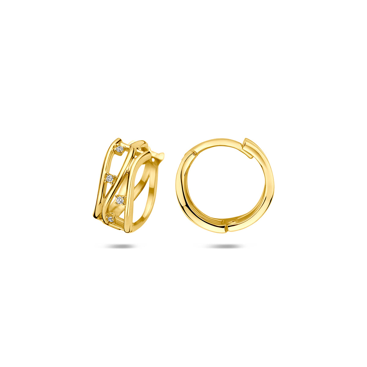 Fantasy Collection Klapoorringen zirkonia 14K geelgoud 12,5 mm - afbeelding 3