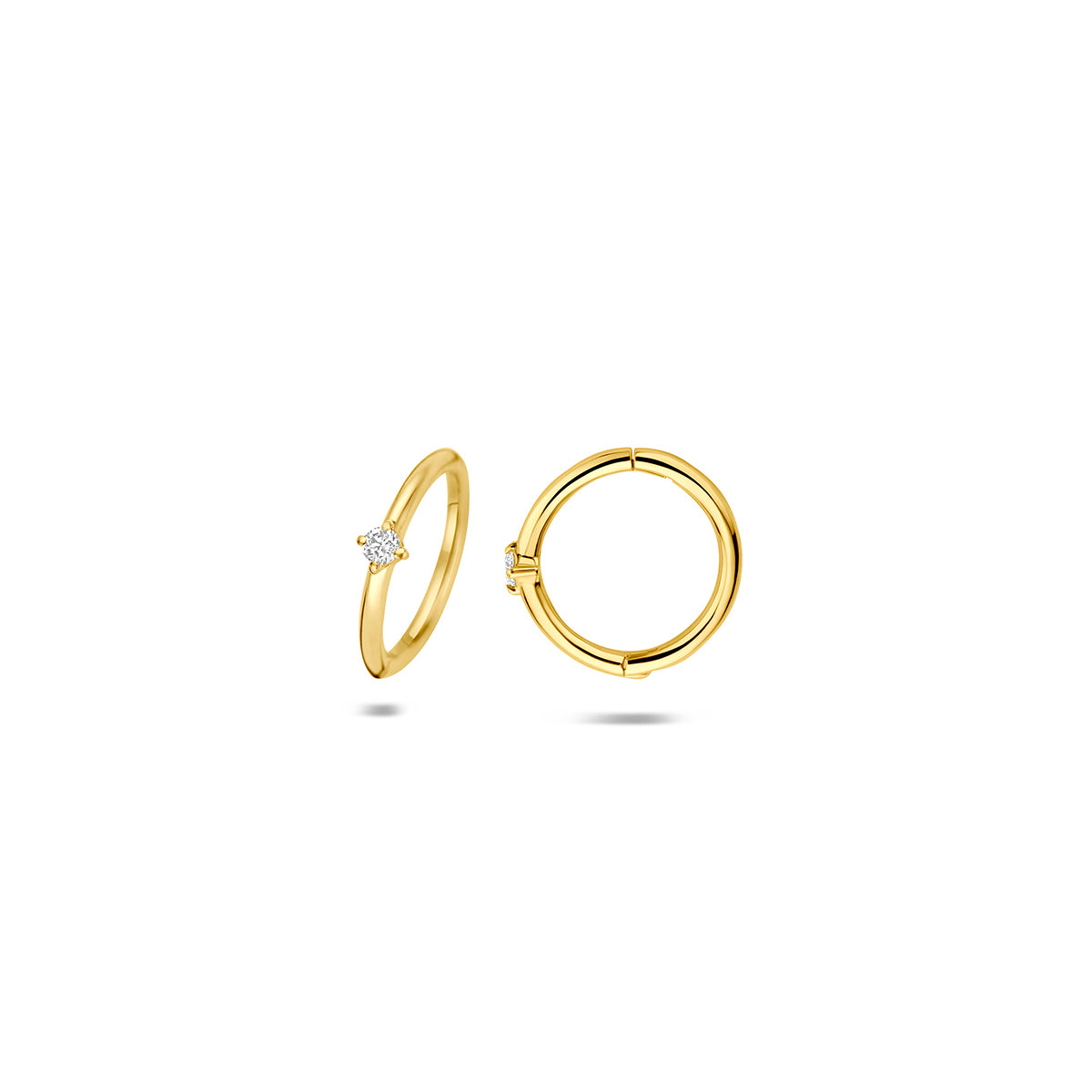 Fantasy Collection Klapoorringen diamant 14K geelgoud 0.03 (2x 0.015ct) h si 10 mm - afbeelding 3