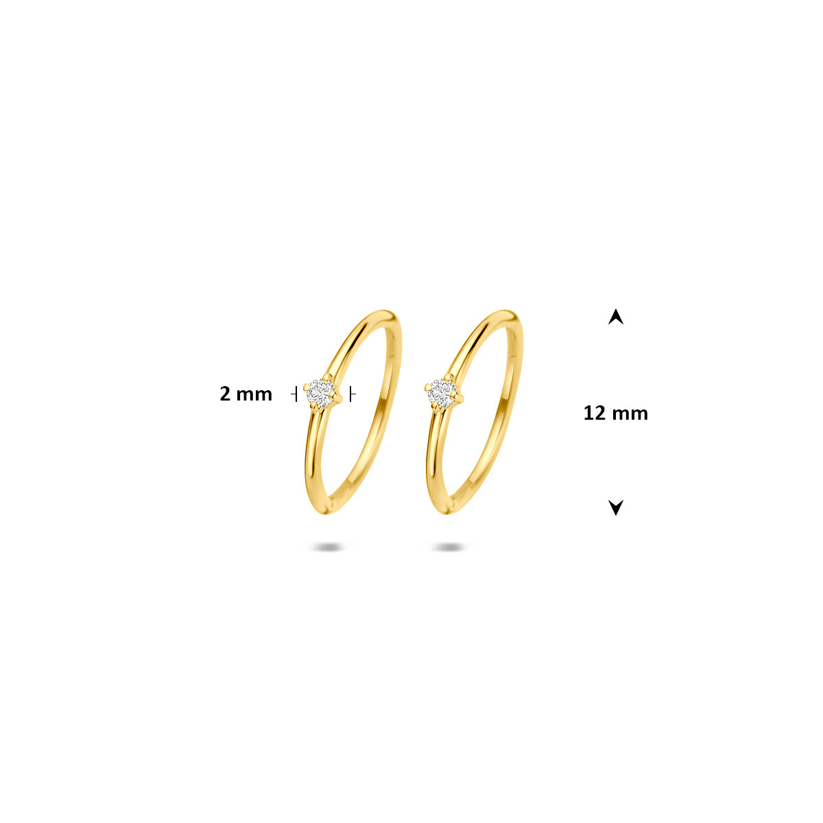 Fantasy Collection Klapoorringen diamant 14K geelgoud 0.03ct (2x 0.015ct) h si 12 mm - afbeelding 4