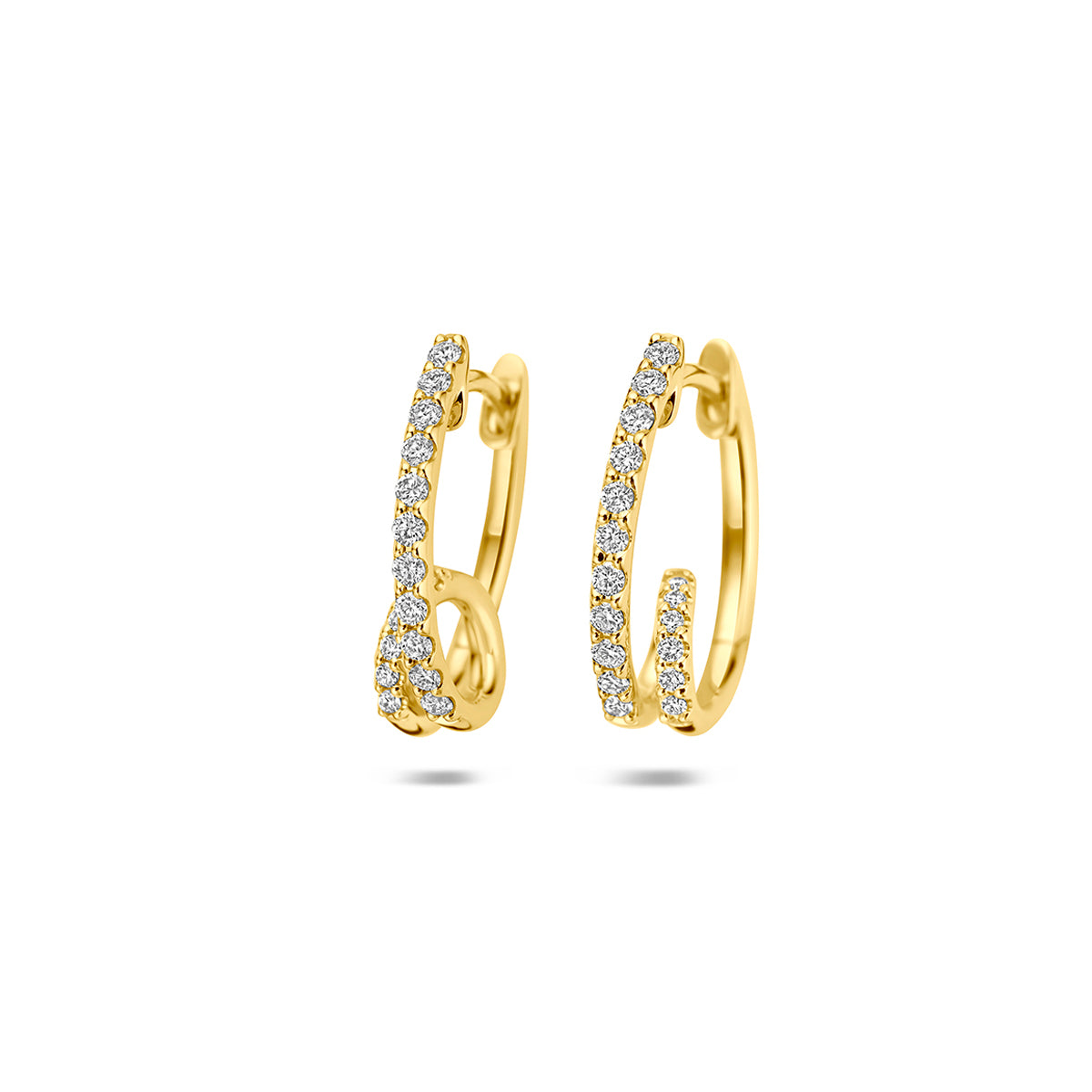 Fantasy Collection Klapoorringen diamant 14K geelgoud 0.32ct (2x 0.16ct) h si 16,5 mm