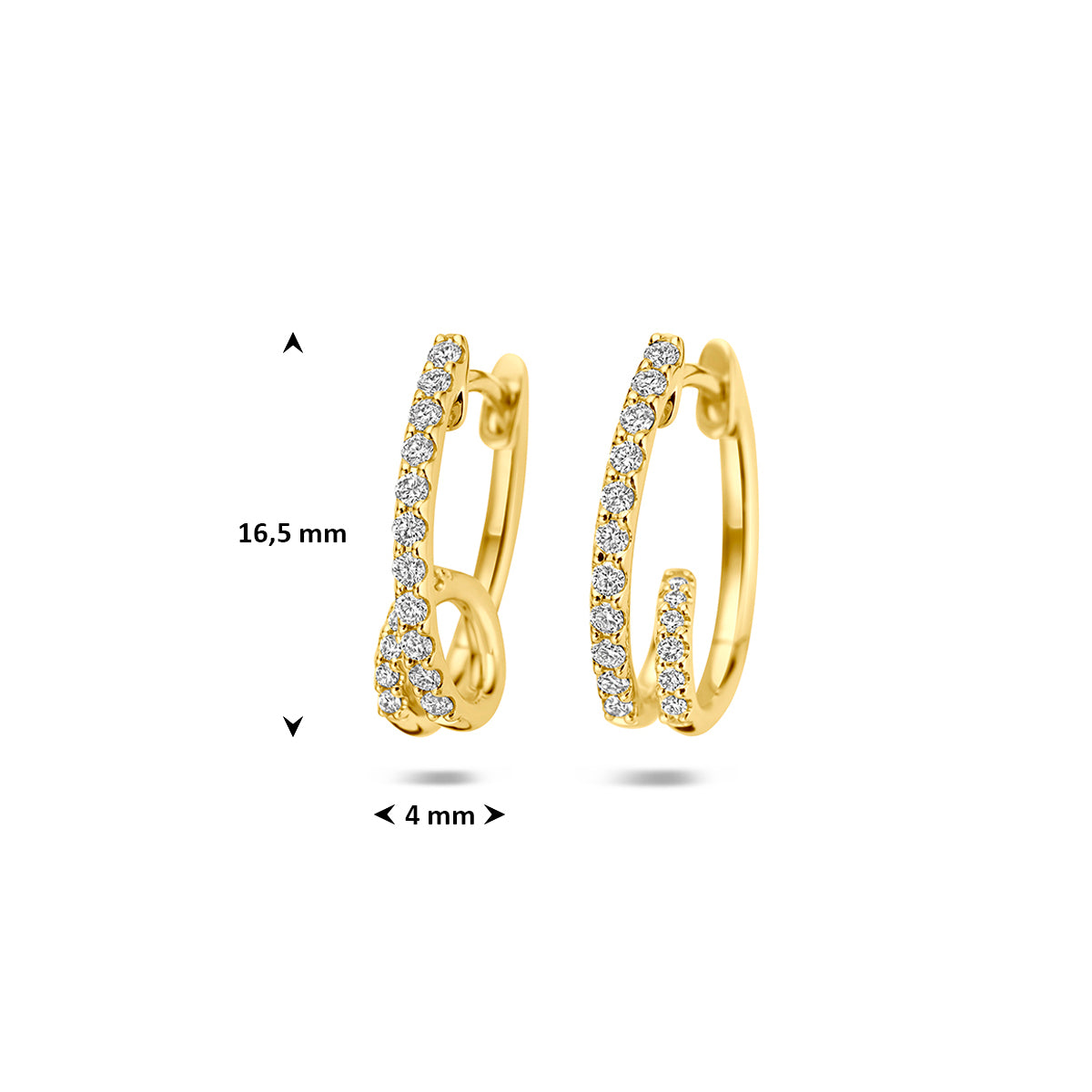 Fantasy Collection Klapoorringen diamant 14K geelgoud 0.32ct (2x 0.16ct) h si 16,5 mm - afbeelding 4