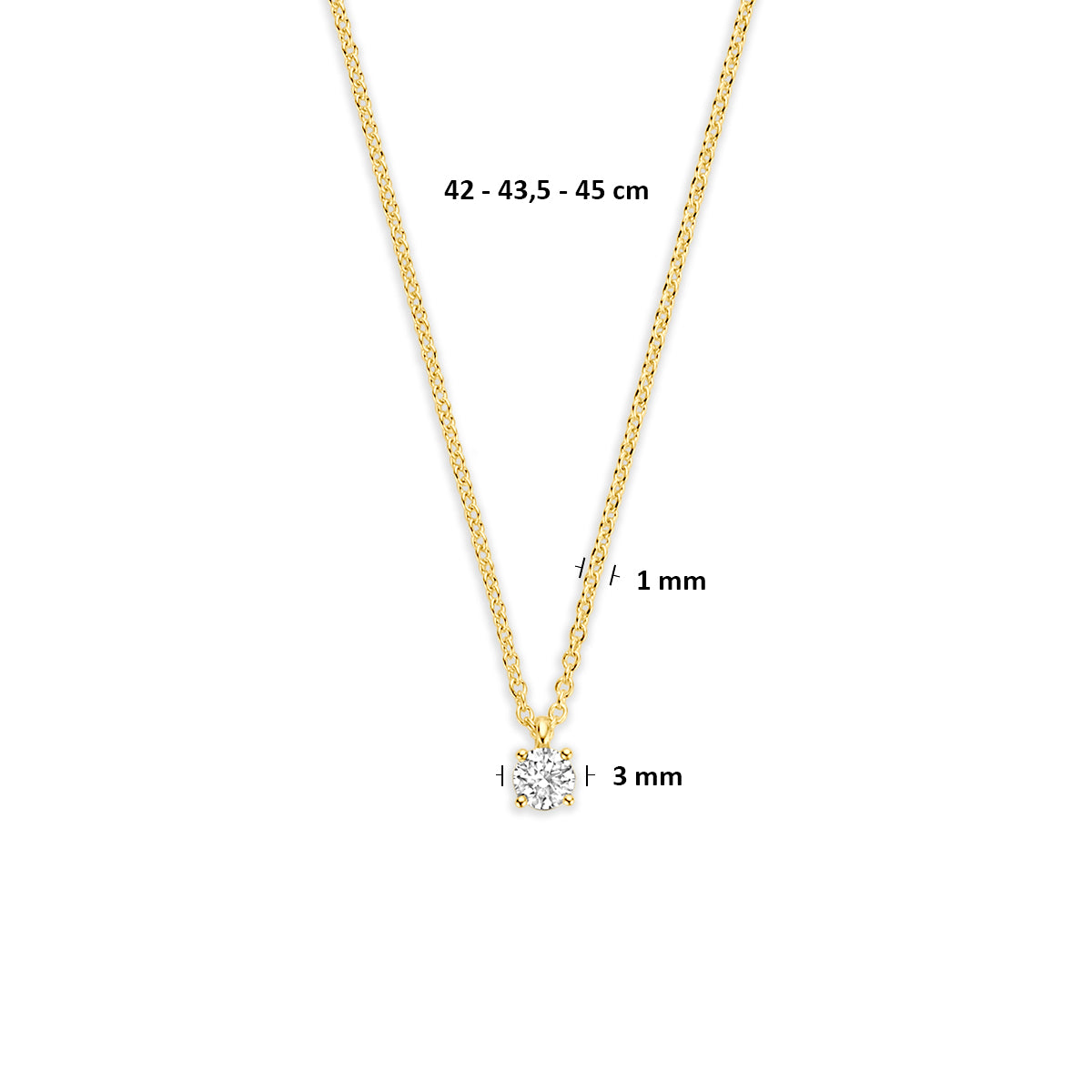 Fantasy Collection Collier diamant 14K geelgoud 0.10ct h si 42 - 43,5 - 45 cm - afbeelding 4