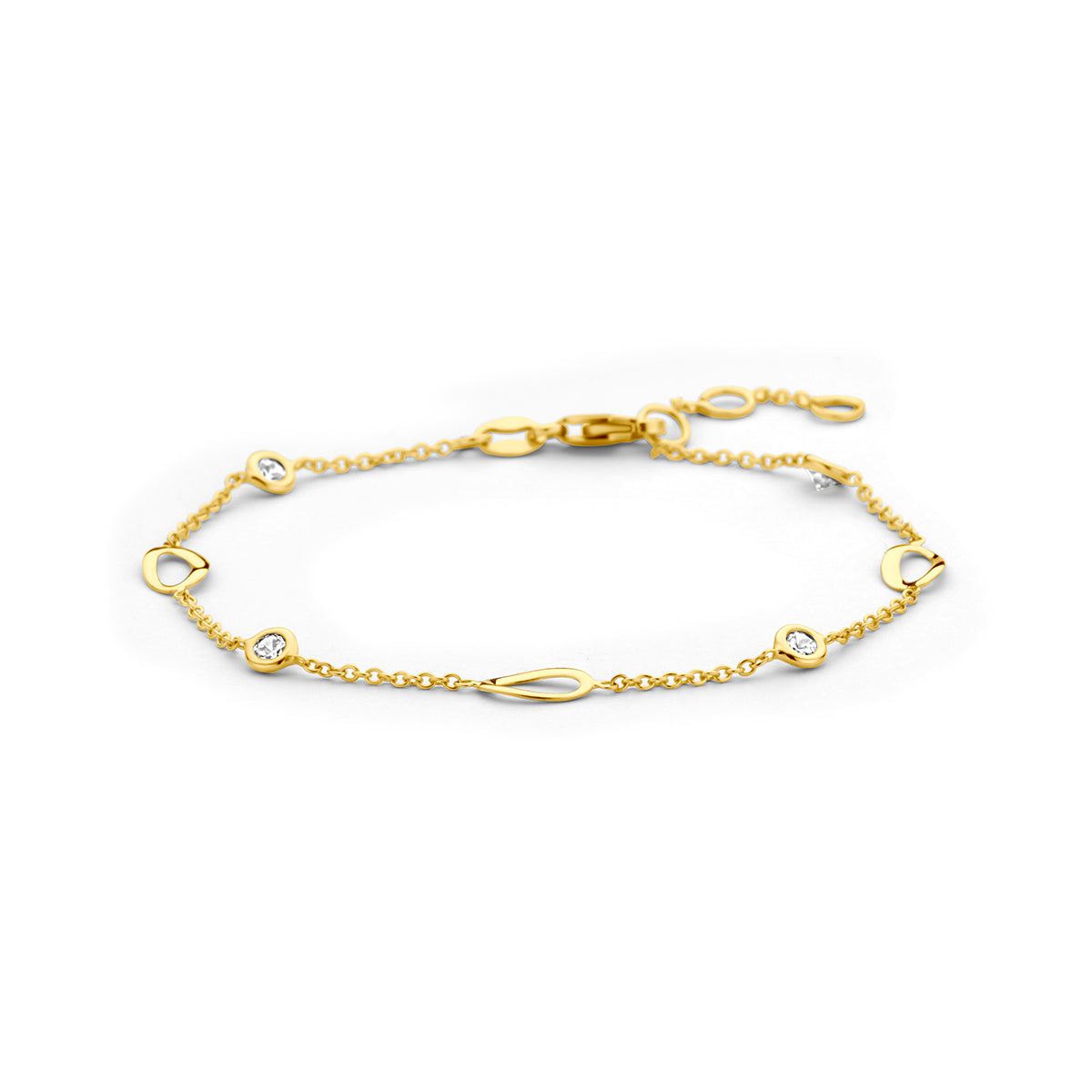 Fantasy Collection Armband zirkonia 14K geelgoud 16,5 - 17,5 - 18,5 cm