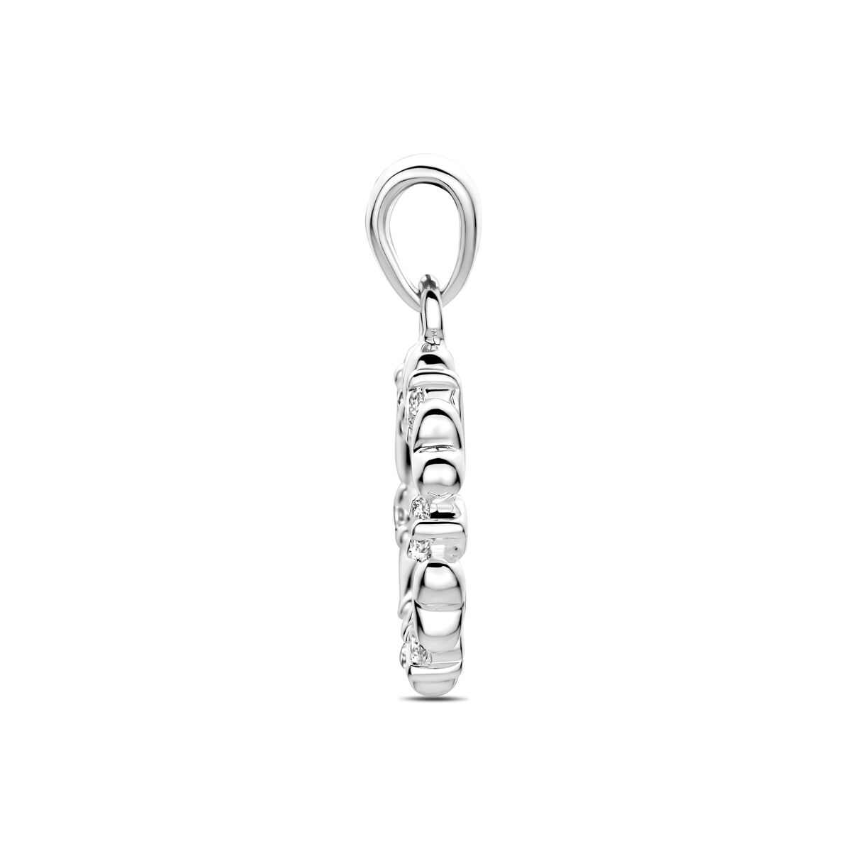 Hanger hartjes zirkonia zilver gerhodineerd 12 mm