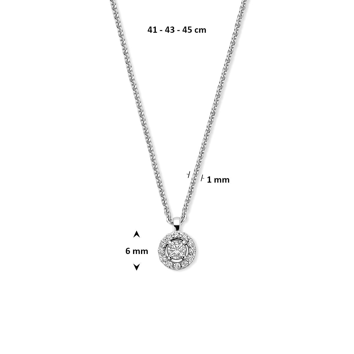 Collier zirkonia 41 - 43 - 45 cm zilver gerhodineerd