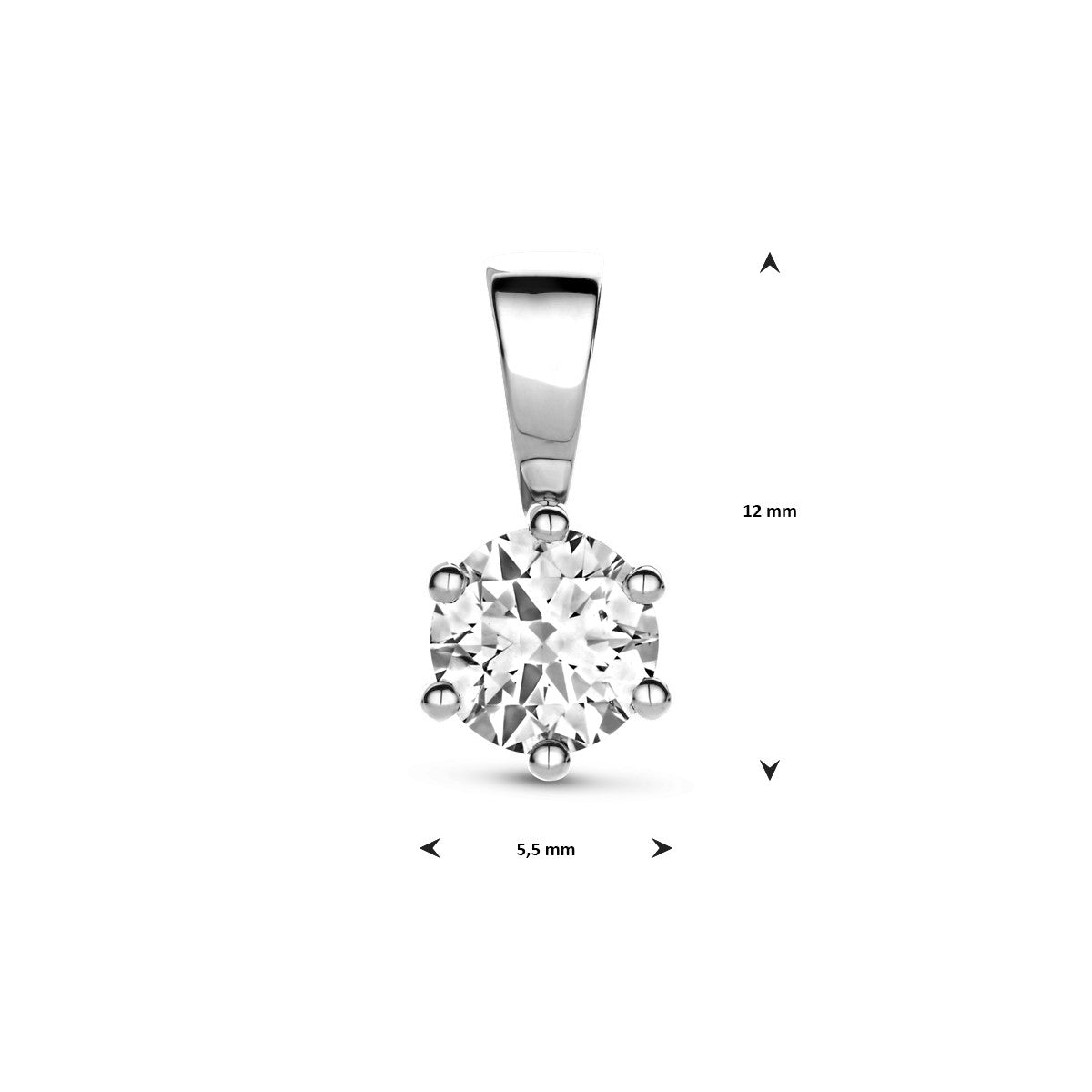 Hanger zirkonia 12 mm 14K witgoud