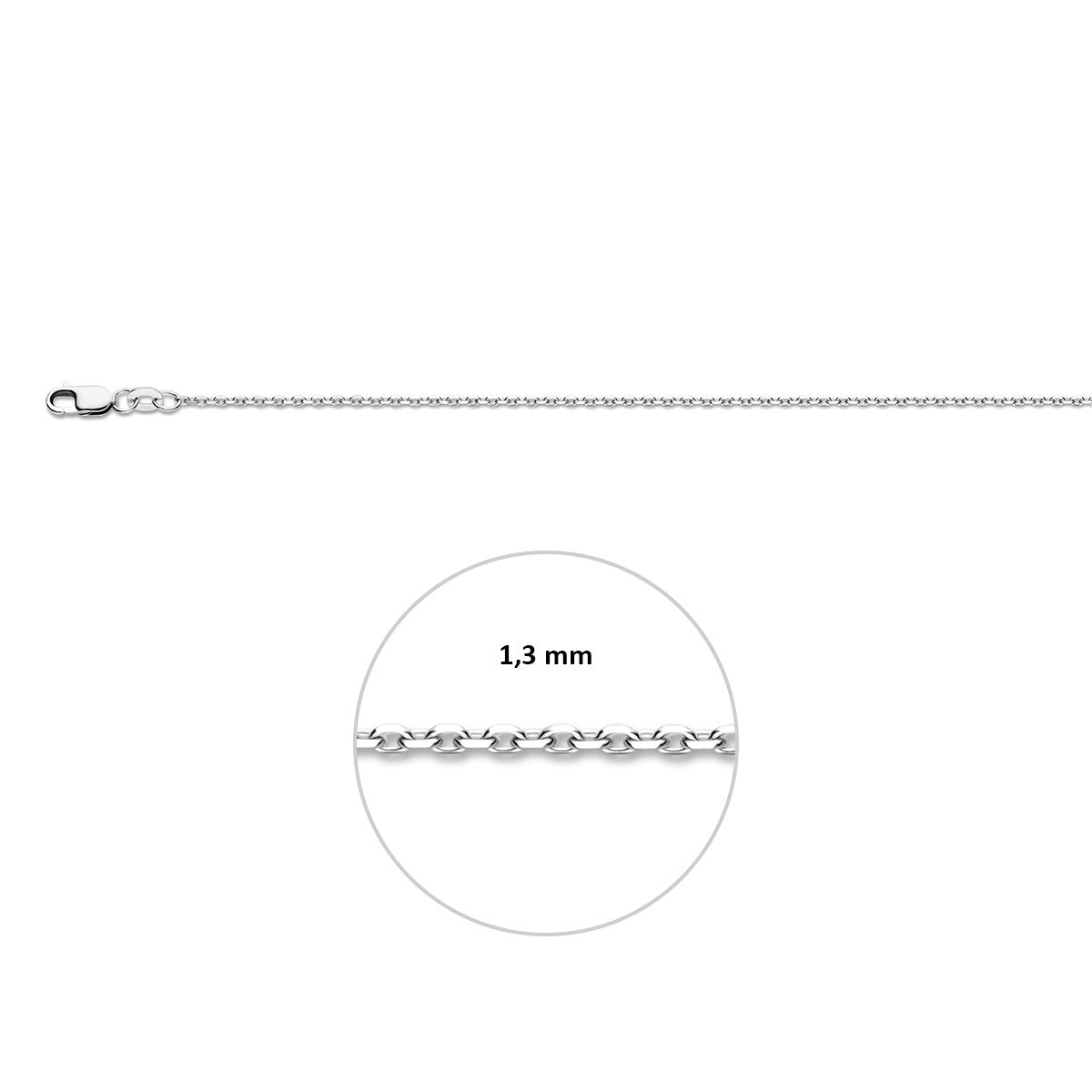 Collier anker gediamanteerd 1,3 mm 14K witgoud – 4101178