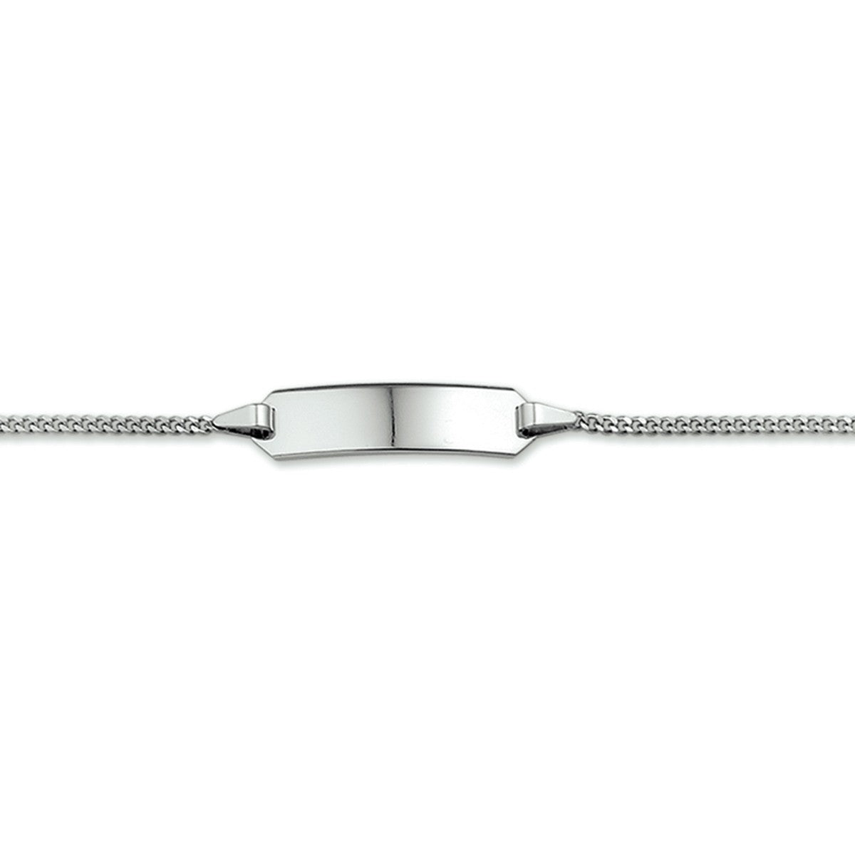 Fantasy Collection Graveerarmband gourmette 4 zijdes geslepen plaat 5,0 mm 14K witgoud
