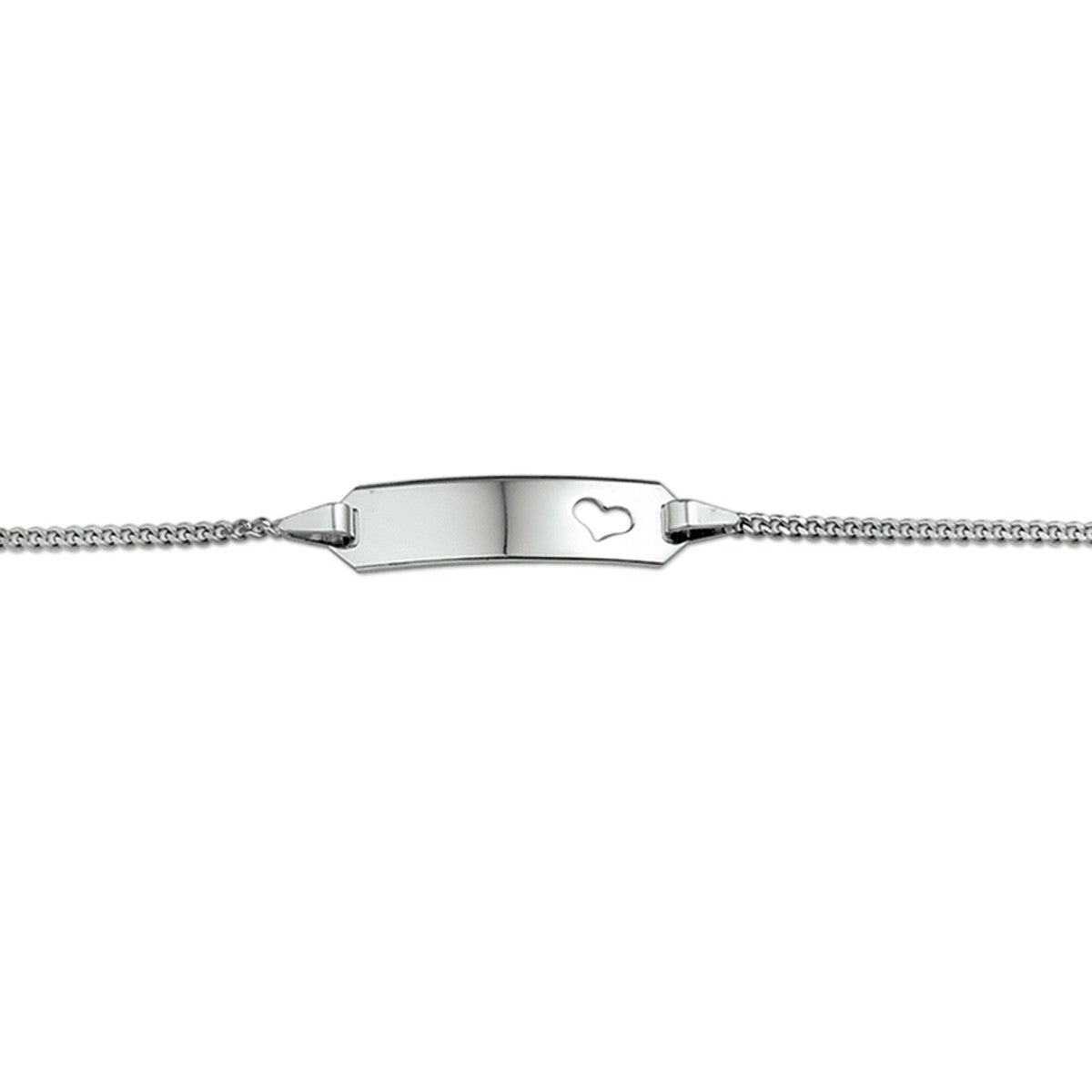 Fantasy Collection Graveerarmband hart gourmette 4 zijdes geslepen plaat 5,0 mm 14K witgoud