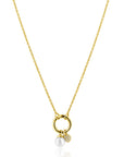 ZINZI Gold Plated Zilveren Ketting met Ronde Sluiting en Twee Bedels 42-45cm ZIC2738