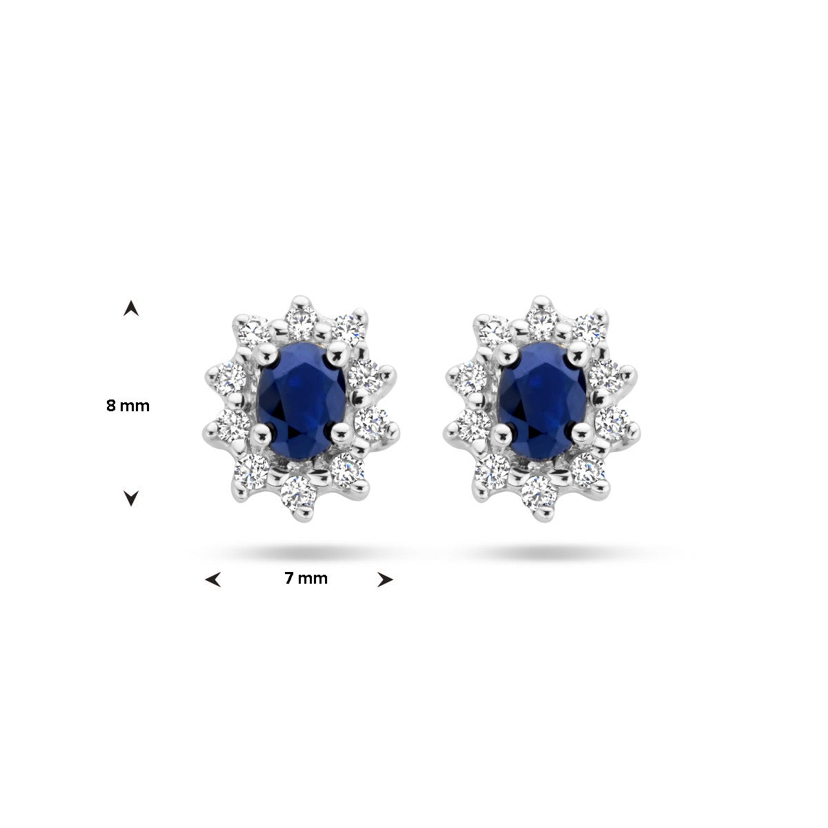 Fantasy Collection Oorbellen saffier en diamant 0.16ct (2x 0.08ct) h p1 14K witgoud