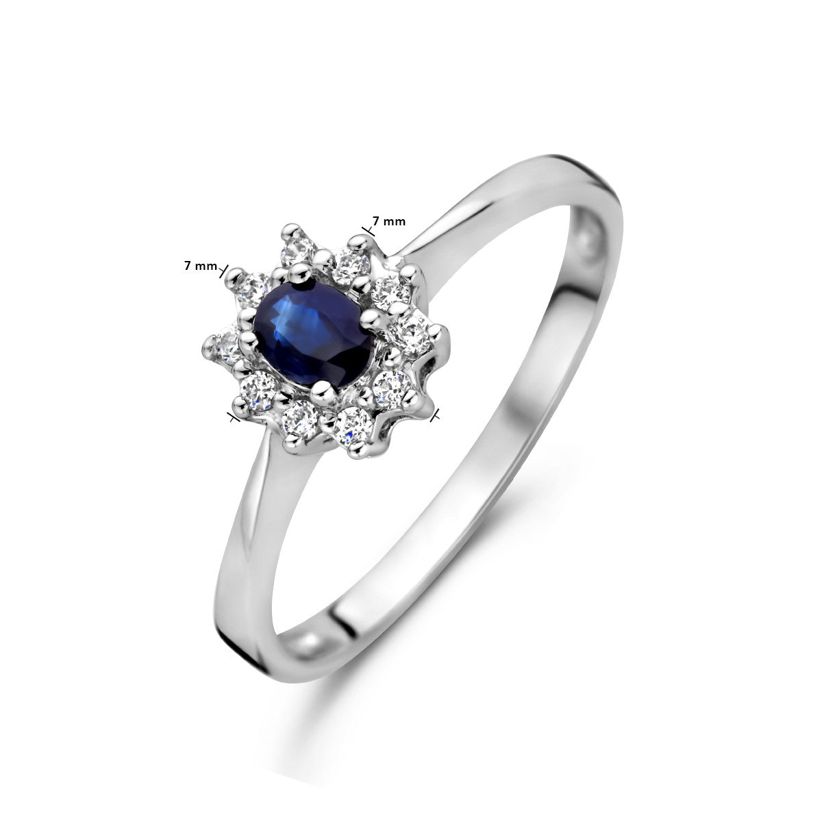 Fantasy Collection Ring saffier en diamant 0.08ct h p1 14K witgoud
