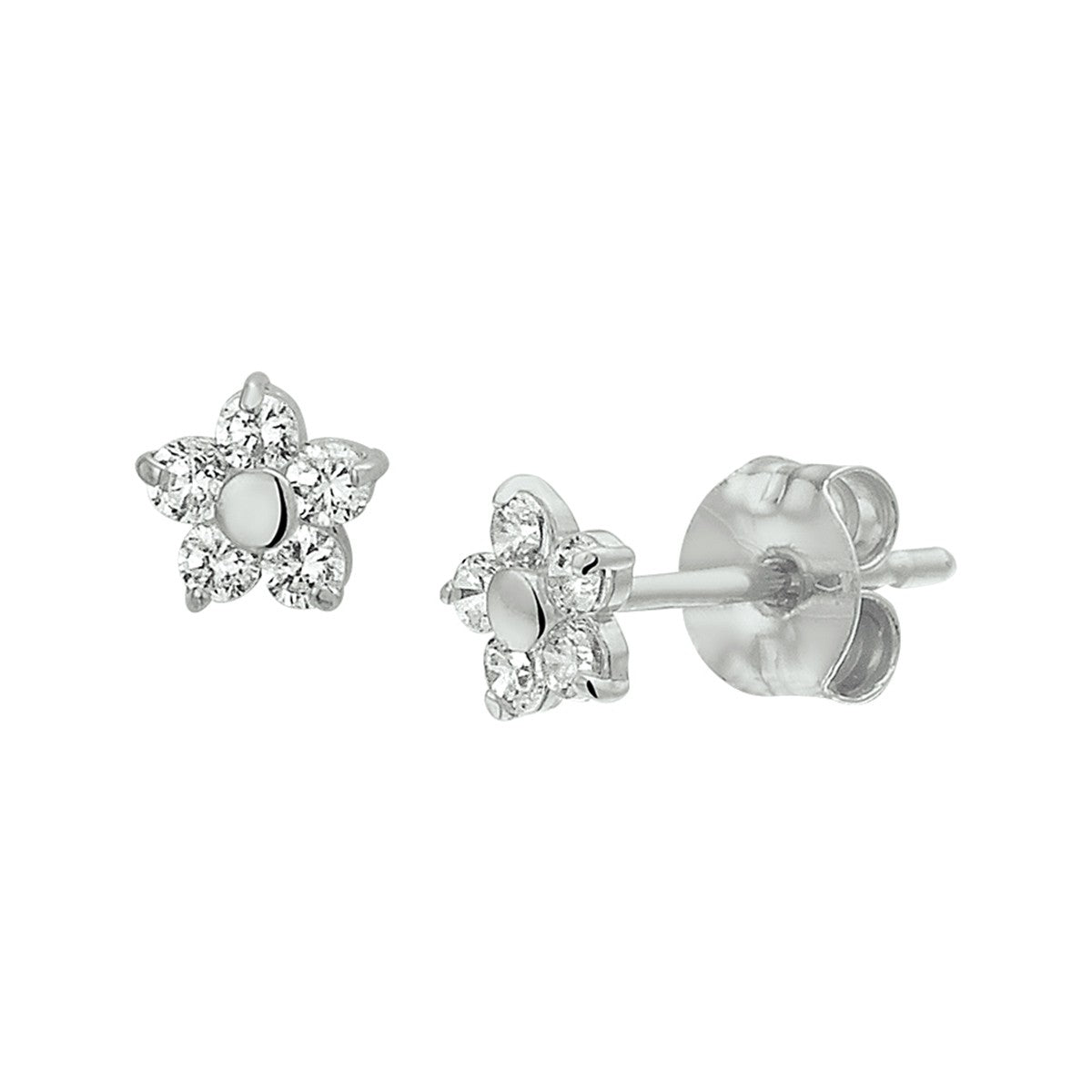 Fantasy Collection Oorbellen bloem en zirkonia 4,5 mm 14K witgoud - PSN4104114