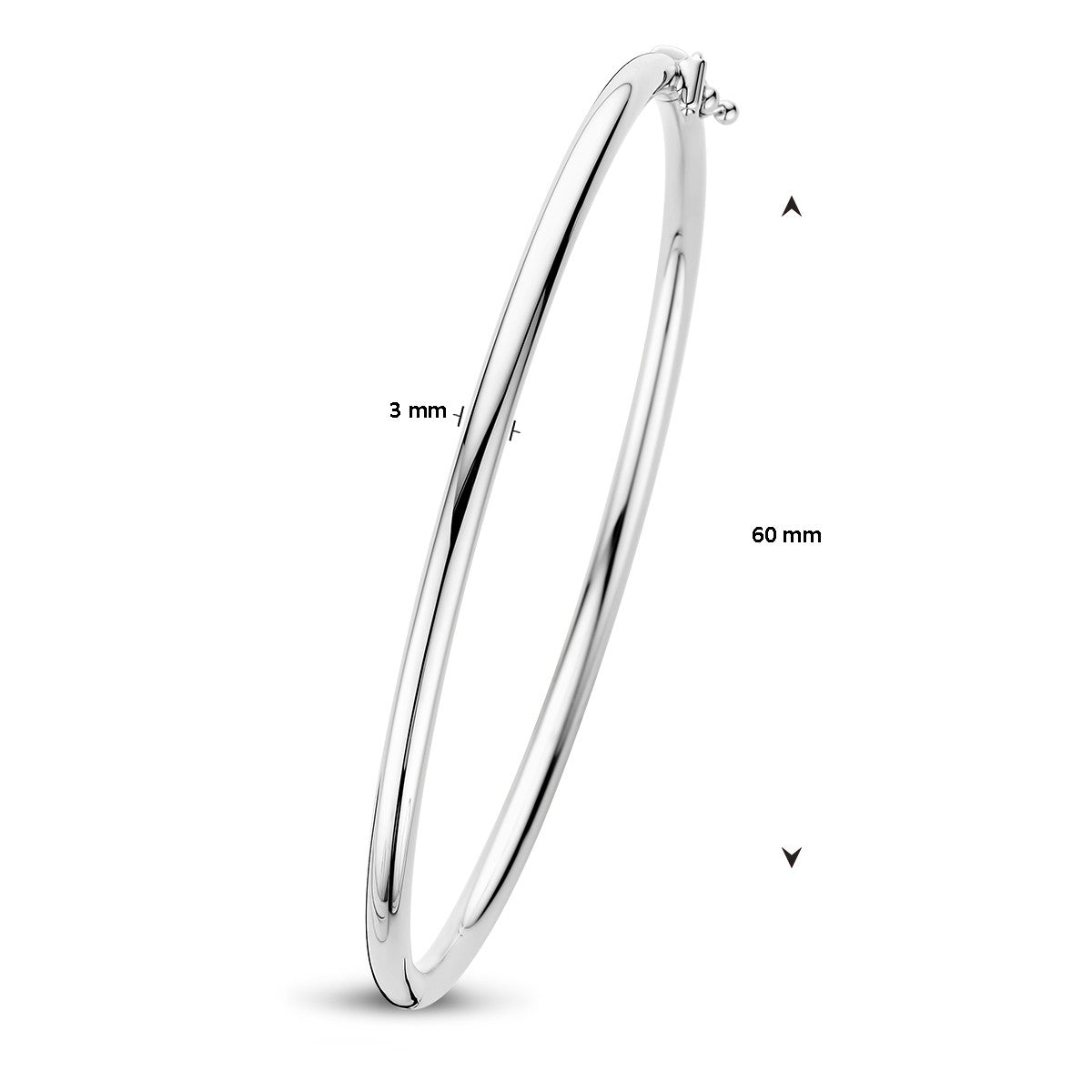 Fantasy Collection Bangle scharnier ronde buis 3 x 60 mm 14K witgoud
