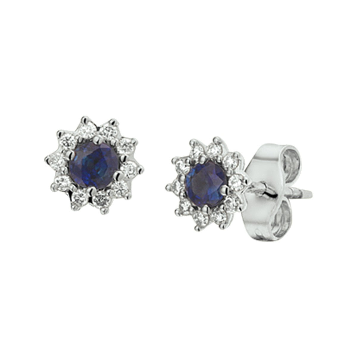 Fantasy Collection Oorbellen saffier en diamant 0.13ct (2x0.065ct) h p1 halo 14K witgoud - PSN4104544