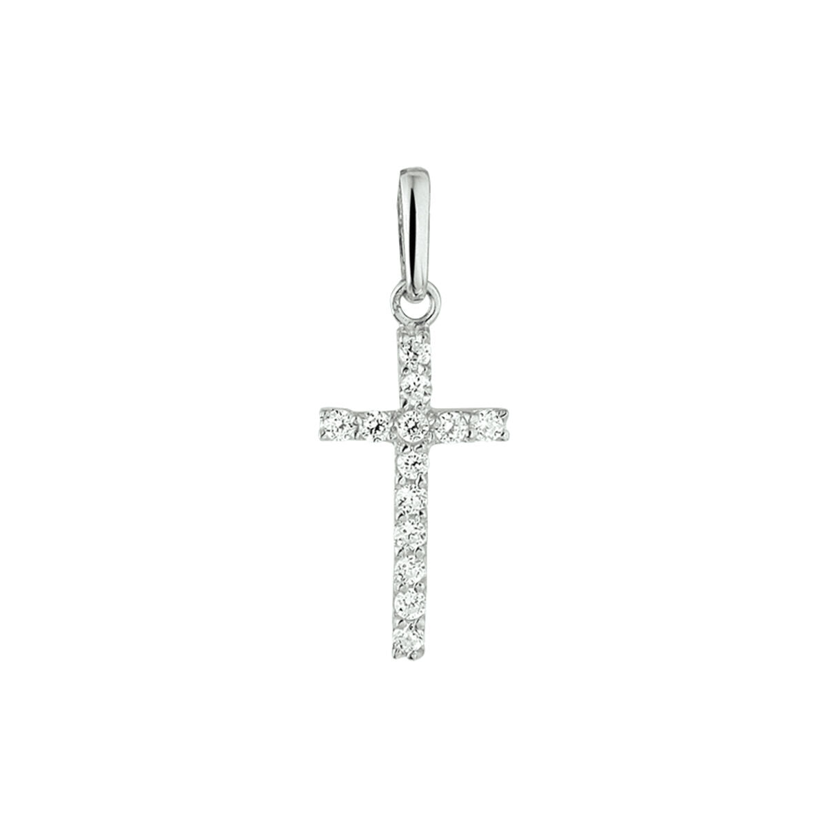 Fantasy Collection Hanger kruis zirkonia 13,5 mm 14K witgoud