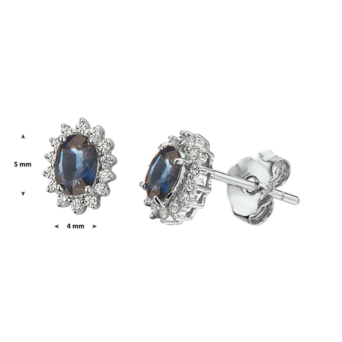 Fantasy Collection Oorbellen saffier diamant 0.19ct(2x0.095) h si halo 14K witgoud - PSN4104654