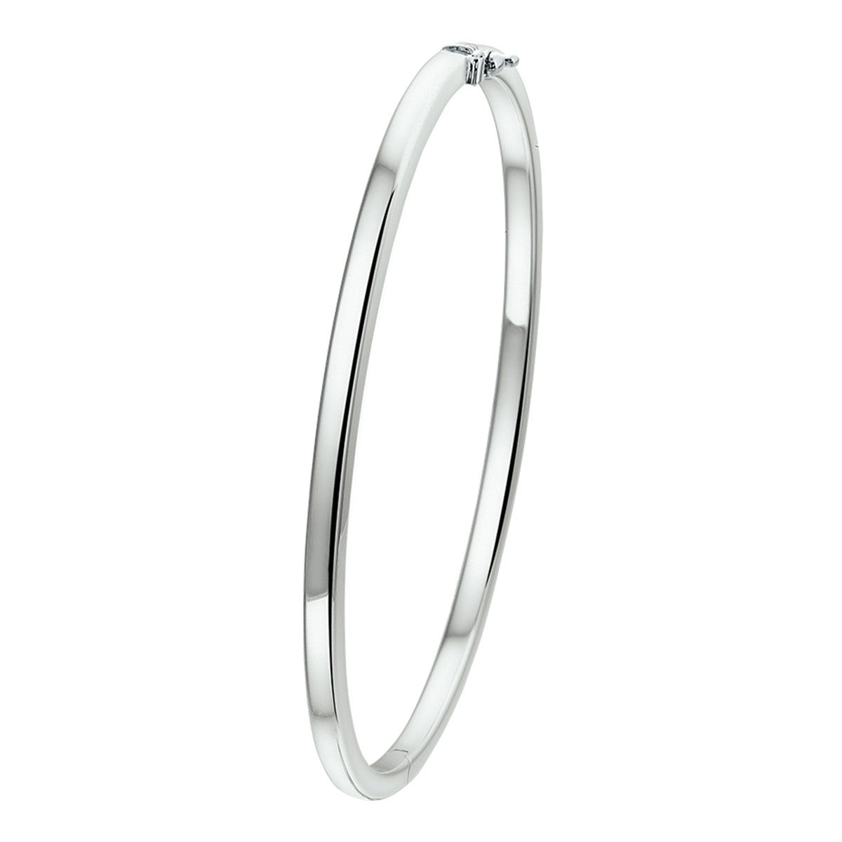 Fantasy Collection Bangle scharnier vlakke buis 3 x 61 mm 14K witgoud