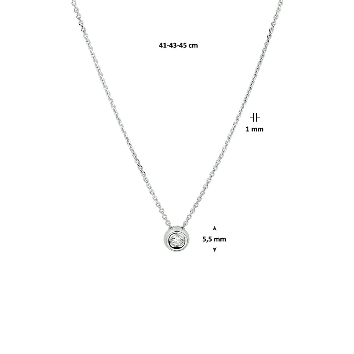 Fantasy Collection Collier diamant 0.05ct h si 41 - 43 - 45 cm 14K witgoud