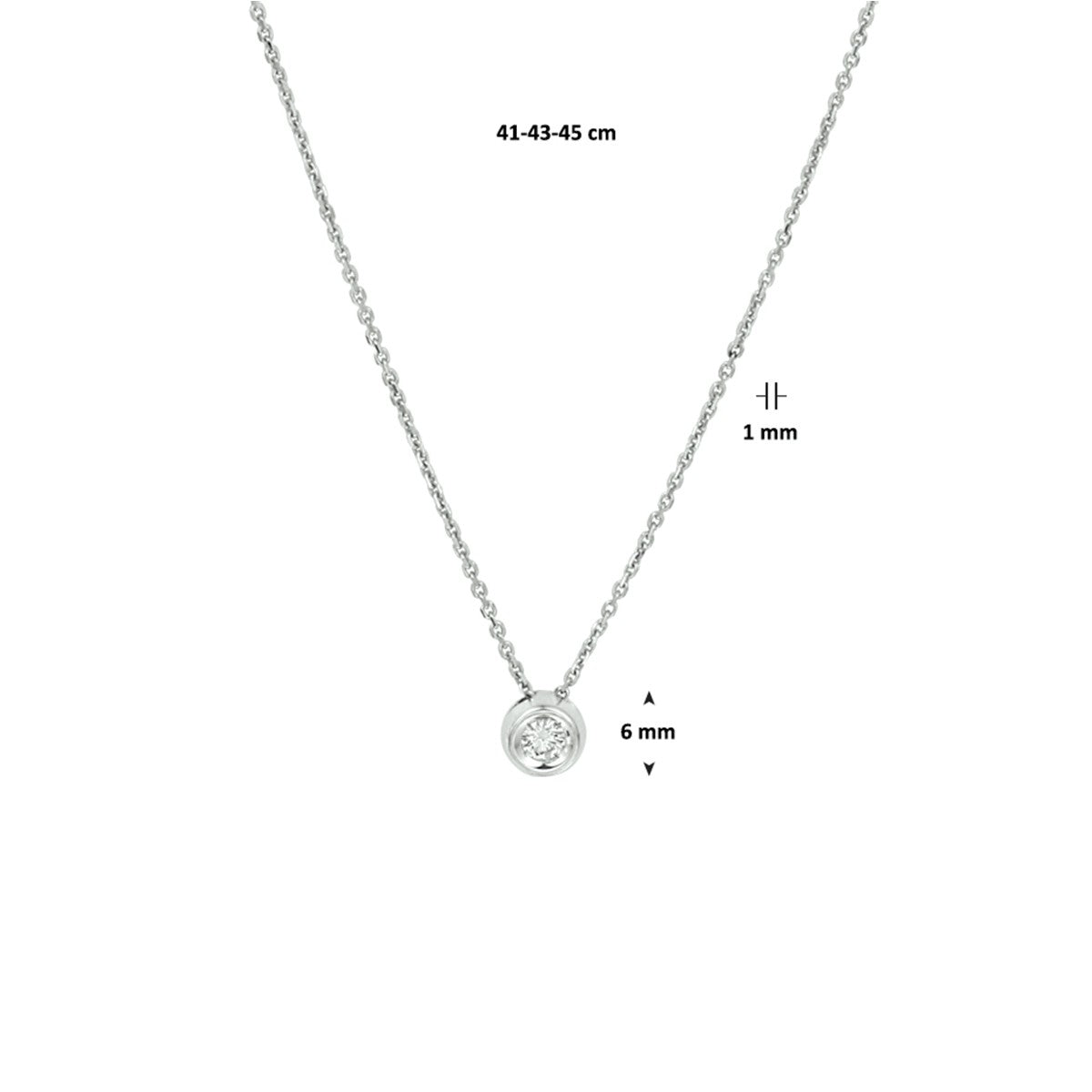 Fantasy Collection Collier diamant 0.10ct h si 41 - 43 - 45 cm 14K witgoud