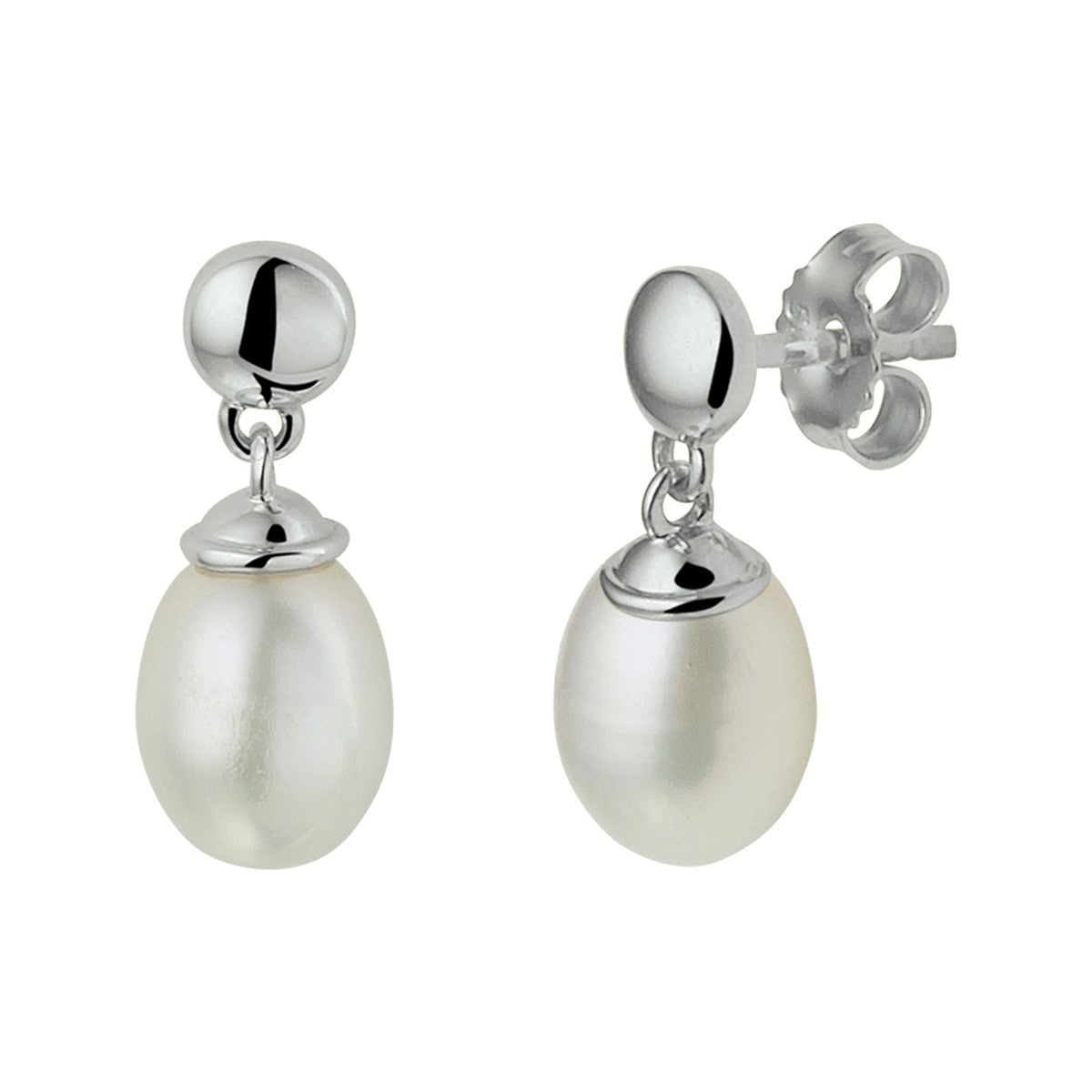 Fantasy Collection Hangende oorbellen parel 15 mm 14K witgoud - PSN4105093