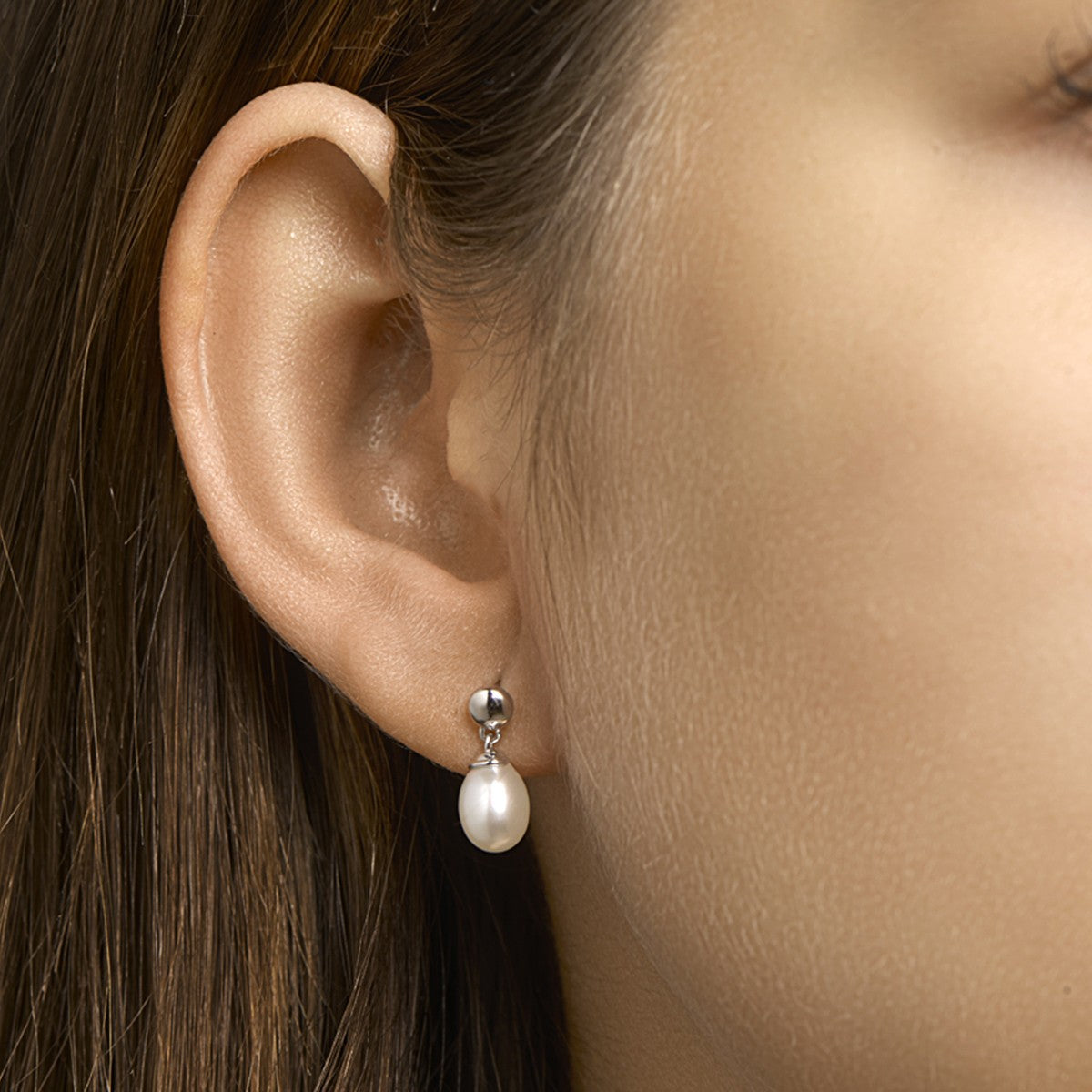 Fantasy Collection Hangende oorbellen parel 15 mm 14K witgoud - PSN4105093