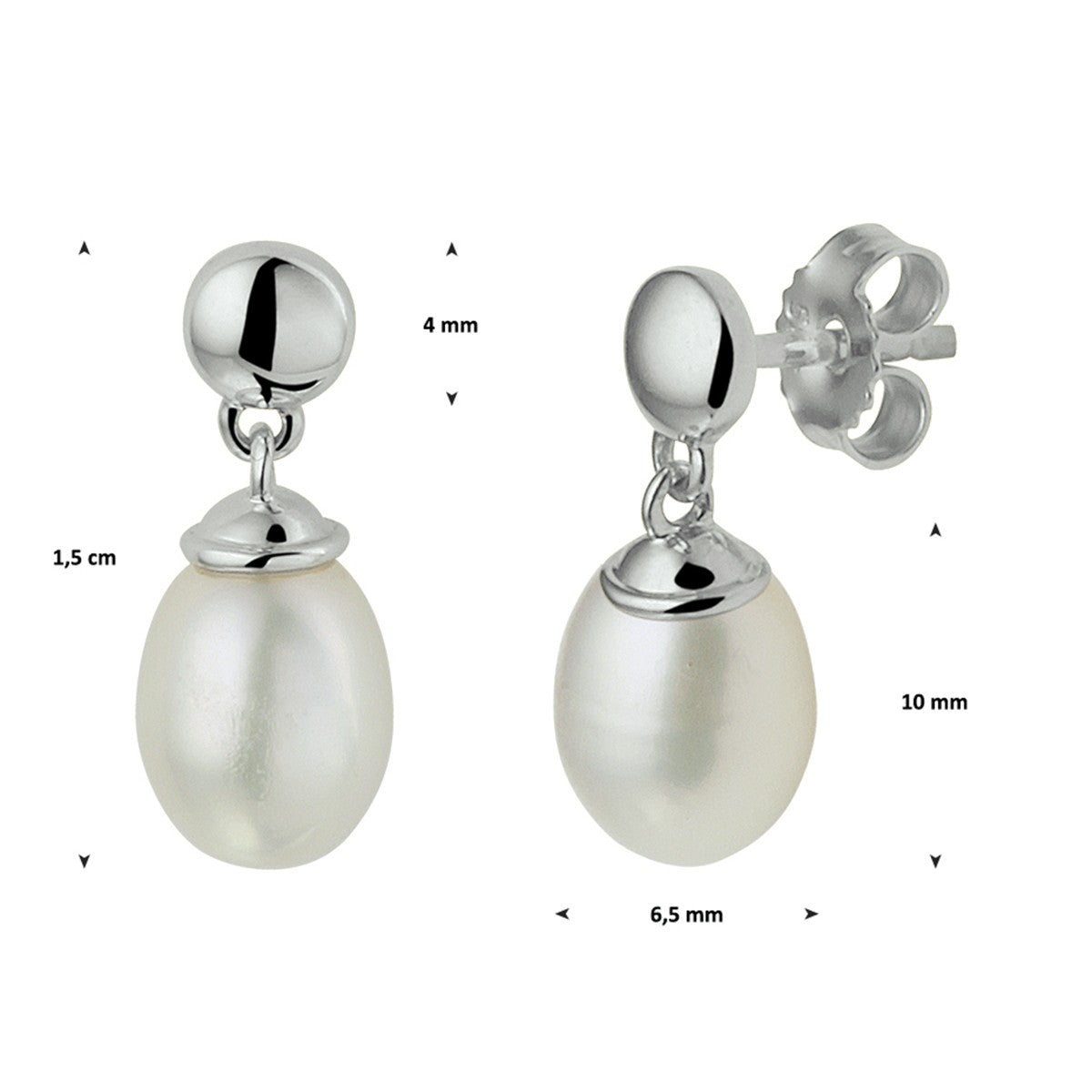 Fantasy Collection Hangende oorbellen parel 15 mm 14K witgoud - PSN4105093